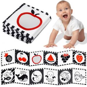 Coicok Livre Noir et Blanc Bébé Montessori, 0-6 Mois Nouveau né Livres d'éveil, Livre Tissu Bébé, Jouet Sensoriel Eveil Bébé, Livre Doux Froissé Livre, pour Lit Bébé Landau (STARBURST TRADING LIMITED, neuf)