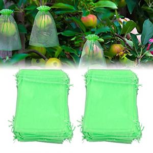 100PCS Sacs de Protection des Fruits pour Arbres Fruitiers, Sacs de Filet de Protection des Fruits pour Arbres Fruitiers avec Cordon de Serrage, Sacs de Filet de Fruits (20 * 30 cm) (Plauere, neuf)