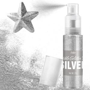 Paillettes Comestibles Spray - 22g Poudre Lustrée Qualité Alimentaire pour Boissons, Décoration de Gâteaux, Pâtisserie - Poudre de Colorant Chatoyante pour Cocktails, Glaçage, Bonbons (Argent) (Limino, neuf)