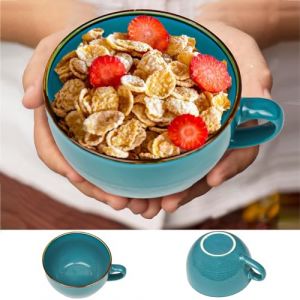 Teaque Grande Tasse &agrave; Caf&eacute; avec Poign&eacute;e 700ml, Tasse en C&eacute;ramique XXL, Tasses &agrave; Cappuccino en Porcelaine, Grand Bol &agrave; C&eacute;r&eacute;ales, Tasse &agrave; Th&eacute;, Bol &agrave; Salade, Bol &agrave; Soupe, Anniversaire Cadeau de No&euml;l (Mingovo, neuf)