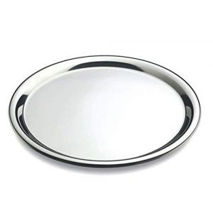 Space Home - Plateau Rond en Acier Inoxydable 40 cm - Service Professionnel pour Caf&eacute;, Boissons, F&ecirc;tes, &Eacute;v&egrave;nements, Bars, Restaurants et Maison - Plateau Repas pour Service A Cafe et Boissons (Space Home, neuf)