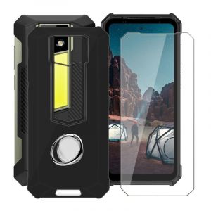 ZXLZKQ Coque pour Ulefone Armor 24 (6.78") avec Verre Tremp&eacute; + Rotation 360 Degr&eacute;s Anneau Support, Ultra-Mince Noir Antichoc Silicone Souple TPU Housse Etui pour Ulefone Armor 24 (YiQin, neuf)