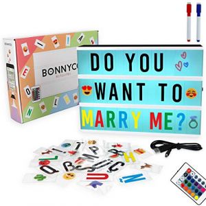 Boite Lumineuse Message avec 400 Lettres et Emojis, Télécommande, 2 Marqueurs - BONNYCO | Ç Inclus | Light Box 16 Couleurs, Décoration Maison | Tableau Lumineux Idée Cadeau Anniversaire et Noël (BONNYCO, neuf)