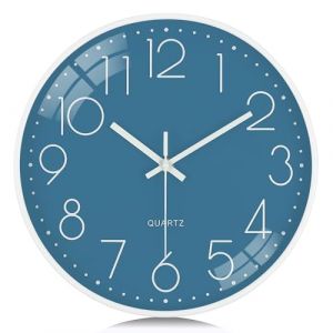 Lafocuse 30cm Horloge Murale 3D Chiffres Design Moderne Bleu Céruléen, Silencieuse Pendules Murales sans Tic-tac, Facile à Lire Deco pour Cuisine Chambre Bureau (QuareBest, neuf)