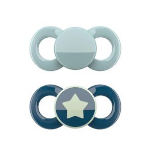 dentistar Day & Night Sucette lot de 4 – Taille 3 à partir de 14 mois – Sucette en silicone respectueuse des dents et de la mâchoire – Turquoise & Bleu avec étoile – Fabriqué en Allemagne (ARILEX Kundenservice, neuf)