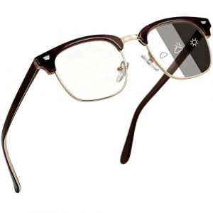Joopin Lunettes Anti Lumi&egrave;re Bleue &agrave; Verres Photochromiques Lunettes de Soleil Demi Monture Protection UV400 Marron (Joopin Fashion, neuf)
