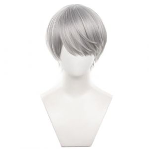 RiRaku Anime Perruque YU Narukami Short Silver Gray Halloween Costume Cosplay Perruque,pour F&ecirc;te Carnaval No&euml;l (ZouPingPengQiJianZhuGongChengYouXianGongSis, neuf)