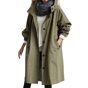 Veste Imperm&eacute;able Femme &Agrave; Capuch Printemps Automne Veste de Pluie Longue pour Femme Manteau &agrave; Capuche Coupe Vent Imperm&eacute;able d'Ext&eacute;rieur Sport Camping Running Blousons Randonn&eacute;e (01 Army Green, XXXL) (Beythetly, neuf)