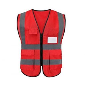 Cicilin Gilet de Sécurité, Gilet Fluo Réfléchissant et Lavable, avec Fermeture Eclair, Haute Visibilité pour Cycliste, Conducteur, Coureur, Eboueur (Rouge) (Cicilin-EU, neuf)