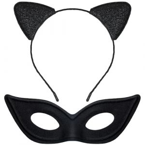 TAXTYHRE Bandeau Oreille de Chat, 2pcs Coiffe Halloween, Masque Chat Noir, Oreille de Chat Serre Tete, Masque Chat Sexy, Bandeau Halloween, Excellents Accessoires de Fête pour Halloween, Carnaval (tangyigroup, neuf)