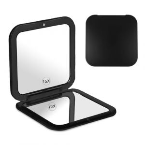 Dimeho Miroir de maquillage grossissant x 15 - Portable et compact - Petit miroir de poche carr&eacute; double face pliable - Pour sac &agrave; main, portefeuille, bureau, voyage - Pour femme (richpower, neuf)