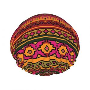 Bonnet de douche imprimé Boho d'art populaire mexicain pour les femmes bonnets de douche en tissu double couche réutilisables bonnets de cheveux pour filles (hefeijiapan, neuf)