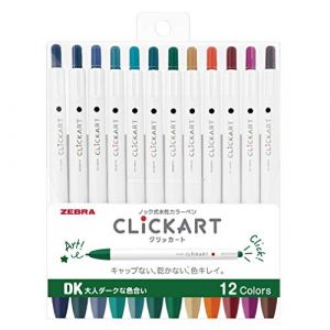Zebra Clickart Lot de 12 stylos à base d'eau Calm Dark Wyss22-12Cdk (GJG AUDIO, neuf)