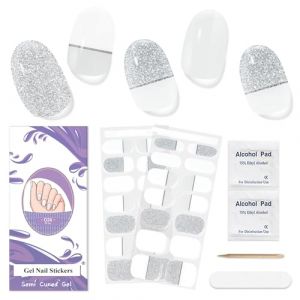 Autocollant Ongle Gel UV - 28pcs Fran&ccedil;ais Ongles Autocollants Adhesif Vernis Autocollant Art Qualit&eacute; Salon Longue Dur&eacute;e Gel Nail Stickers Pour Femmes Filles Nail Designs (DUKASOU EU, neuf)