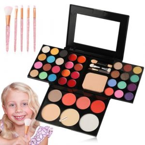Maquillage Enfant Jouet Filles, Kit de Coffret Maquillage Enfant Avec 5 pinceaux de maquillage, Lavable Maquillage Enfant Jouet pour Fille, S&ucirc;r, Maquillage Enfant Cadeau de No&euml;l Anniversaire Jouet (Behaodian Store, neuf)