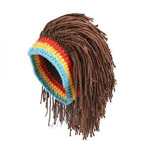 Perruque Avec Frange Chapeau Perruque Bonnet en tricot for homme avec cheveux, perruque bonnet bonnet bonnet tricoté à la main avec dreadlocks Noël Halloween casquettes Chapeau avec Cheveux Attachés p (fufufafabb, neuf)