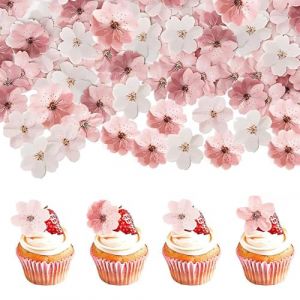 LACHT 50 Pi&egrave;ces Fleurs Comestibles pour Gateau, Fleurs Comestibles Cupcake,Toppers Gluant Papier,Gluant Papier de Riz D&eacute;coratif G&acirc;teau,Decoration Gateau Comestible,pour F&ecirc;te Mariage (candy27seven, neuf)