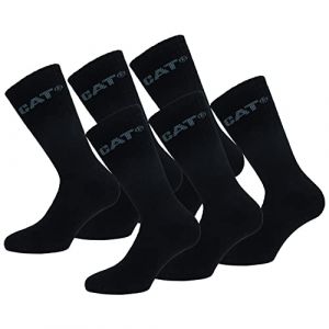 CAT Caterpillar 6 paires de chaussettes thermiques pour hommes, en coton doux et acrylique de haute qualit&eacute;, bout et talon renforc&eacute;s (Noir/Gris, 4145) (Naduf, neuf)