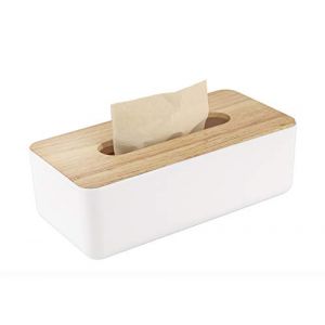 Bo&icirc;te &agrave; mouchoirs en bois, Distributeur de mouchoirs 26x13x9cm, bo&icirc;te en tissu pratique, bo&icirc;te rectangulaire pour mouchoirs standard (Bulkings EU, neuf)