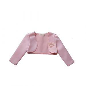 Proumhang Rose Cardigan à Manches Longues pour Filles,Bolero Shrug Cardigan Jacket Cover Up,Châle Ouvert en Satin à Fleurs 3D 110cm (labellevie_NO1, neuf)