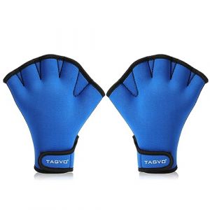 TAGVO Gants de Natation Gants Aquatiques Résistant à l'eau Gants Néoprène Palmés Gants d'entraînement pour Homme Femme Adulte Fitness Nage Surf Bain Gants Piscine Aqua Gants Bleu (lipsd eu, neuf)