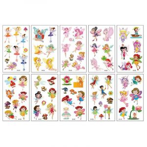 Autocollant De Tatouage De Fée De Fleur De Dessin Animé, Autocollant De Tatouage Cool De Fleur Mignonne (PEKNUX, neuf)