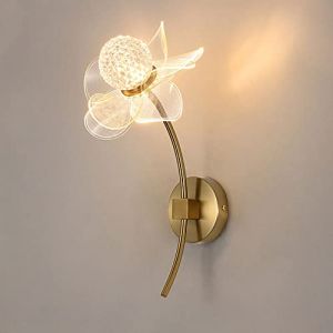 RXPVUXE Applique Murale Fleur en Laiton Brossé Or Moderne LED Appliques Murales, Décoration d'intérieur Art Applique Murale Câblé Éclairage de Ferme pour Salon Couloir Chevet (6000K+4000K+3000K) (jingpinwujinxiaodian, neuf)