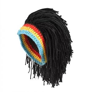 Perruque Avec Frange Chapeau Perruque Bonnet en tricot for homme avec cheveux, perruque bonnet bonnet bonnet tricoté à la main avec dreadlocks Noël Halloween casquettes Chapeau avec Cheveux Attachés p (fufufafabb, neuf)