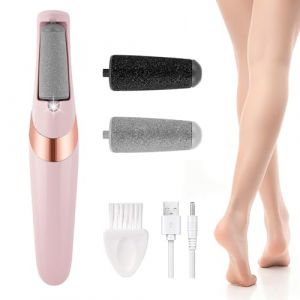 IRILEKI R&acirc;pe &Eacute;lectrique Rechargeable Pour les Callosit&eacute;s des Pieds, 2 Vitesses, Avec 2 Rouleaux Interchangeables, Portable, Pour des Talons Lisses &agrave; La Maison ou en Voyage (Rose) (IRILEKI, neuf)