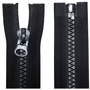 AERZETIX - C63890 - Lot de 2 Fermetures éclair injectées N°8 65 cm séparables - tirette déco - curseur en métal - couleur noir - maille glissière vêtement couture mercerie veste (Tuning, neuf)