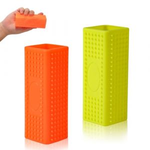 2pcs Brosses &agrave; Poils d'Animaux en Silicone, Rouleau de Nettoyage de Bloc Pratique Rouleau de Nettoyage de Tapis Portable pour Meubles Canap&eacute; Tapis Canap&eacute; Literie (Jaune et Orange) (Jenniy, neuf)