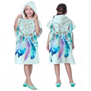 Proumhang Poncho de Surf/Bain/Piscine/Plage pour Enfants,Serviette de Bain &agrave; Capuche en Microfibre,Peignoir &agrave; Langer en &eacute;ponge,Poncho de Bain &agrave; Capuche pour Gar&ccedil;ons et Filles Style 15 75x60cm (labellevie_NO1, neuf)