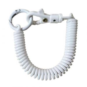 Hattba Porte-cl&eacute;s en spirale extensible, porte-cl&eacute;s r&eacute;tractable &agrave; ressort h&eacute;lico&iuml;dal, porte-cl&eacute;s en alliage, porte-cl&eacute;s color&eacute; pour sac &agrave; dos, blanc, 18cm (HongyiFushi, neuf)