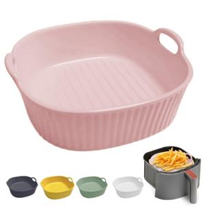 Plat à gratin rond en céramique pour friteuse à air chaud 17,5 x 16 x 5,5 cm, plat à lasagnes, plat à lasagnes, moule rond émaillé multicolore pour lasagnes, frites, soupe (rose clair) (lovehomevp, neuf)