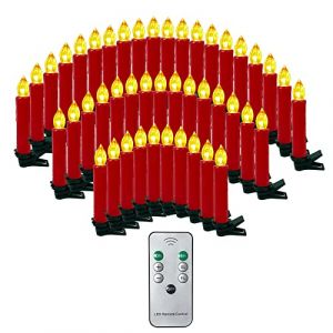 OZAVO Bougies de No&euml;l Bougies &agrave; LED sans fil, Bougies No&euml;l Decorative, Lumi&egrave;re Chaude de No&euml;l avec T&eacute;l&eacute;commande - Rouge - Lot de 30 pcs (Yifan-EU, neuf)