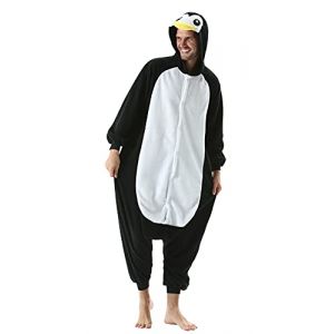 DELEY Animal Adulte V&ecirc;tements De Nuit Chaude Onesies Pyjama Pingouin-Noir Unisexe Homewear Grenouillere Pyjama &agrave; Capuche Costume M (DELEY, neuf)
