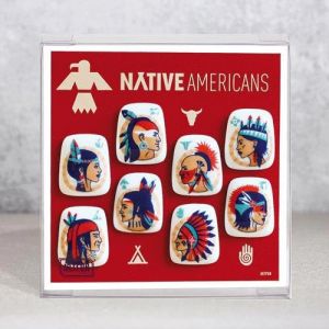 Coffret de FEVES de galettes des rois en porcelaine NATIVES AMERICANS pour une Epiphanie Premium (FEVE ARTFUN, neuf)