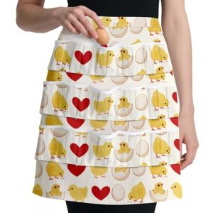 CUTHOLLOW Heart Chicks Tablier de Collecte d&rsquo;&oelig;ufs pour Adultes, Femmes, M&eacute;nag&egrave;res, avec 18 Poches Profondes pour Ramasser les &oelig;ufs de Poule, Tablier de Maintien avec Fermetures &eacute;lastiques (CUTHOLLOW FR Official Store, neuf)