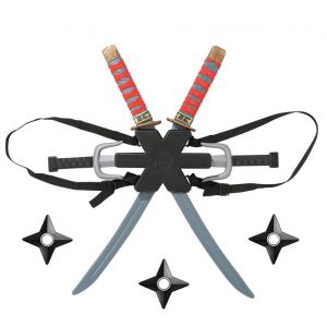 Udekit Ninja Sac à Dos Armes Deadpool Couteau Epée pour Enfants Katana Halloween Soirée à Thème Decoration Deguisement Cosplay Accessoires (DAMAX, neuf)