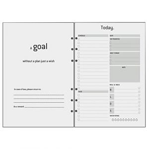 Recharge Sans Date pour Agenda Journalier Format A5 - Organiseur avec To Do & Schedule, Extra Pages de Note Contact Traceur-habitudes, Planificateur Quotidien, Agenda Scolaire Familial (Meetyou UK, neuf)