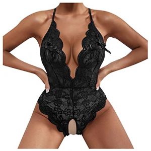 Générique String Sexy Femme Ensemble sous Vetement Femme Lingerie Femme Sexy Ensemble Ensemble Sexy Lingerie Culotte Ouverte Tenue Femme Femme Nue Combinaison, Noir, XXL (Zawalud, neuf)