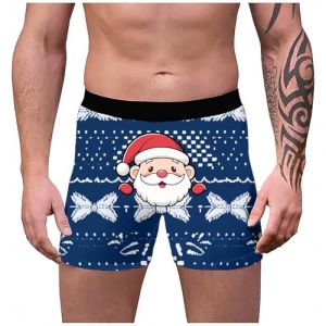 Boxer Homme Slip sous-VêTements ÉLastique PèRe NoëL Coton, CaleçOn pour sans en Respirant, Doux Et Extensible Pere Noel Amusant Et Personnel Boxer Briefs Grande Taille pour Homme (YuYouHuacheng, neuf)