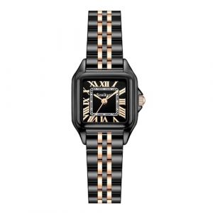 Szaikyri Classique Carrée Montre pour Femmes avec Chiffres Romains Montre de Dames Montre Carrée Femme (Rosegold and Black) (Szaikyri, neuf)