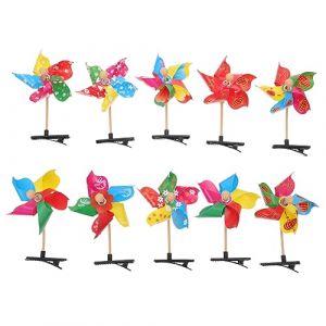 WOFASHPURET 20 Pièces Carte Moulin à Vent Pour Les Cheveux Décor Mouleaux Barrettes à Cheveux Moulin à Vent Bébé Faire La Fête Accessoires De Cheveux Des Filles Plastique Couleur Aléatoire (Leiyun, neuf)