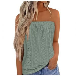 Femmes Bustier Bandeau Tops Sexy Débardeurs d'été Femme sans Manches Extensible Débardeur Élastique Doux Ruché Tube Chemise Camisole Femme 2025 Bustier Bandeau Tops Sexy Fleurs Top Tight Fitted (Kincool, neuf)