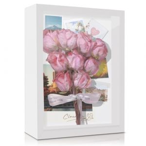 Coco Berming Cadre 3D Profond &agrave; Remplir, 21x29.7cm Cadre Photo Profond, 3D Cadre Objet en Bois DIY, Vitrine Cadre pour Souvenirs, Fleurs, M&eacute;dailles et Photos (Blanc, A4) (Coco Berming, neuf)