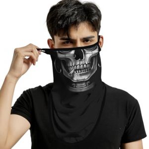 ShopINess Cache-Cou T&ecirc;te de Mort avec Oreillettes Unisexe &ndash; Bandana Moto et Tour de Cou Motard, Masque Cr&acirc;ne Halloween, Ski, Snowboard, Cyclisme et Sports Outdoor - (Bandit) (ShopINess, neuf)