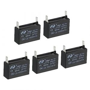 PATIKIL CBB61 Plafond Ventilateur Condensateur, 5pcs 1.2uf 450V AC 50/60HZ Simple Ins&eacute;rer avec 2 Broches pour Air Climatiseur Ventilateur Moteur Star Run Condensateurs 35 x 23 x 22mm (PATIKIL UK, neuf)