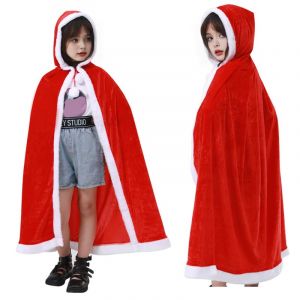 Funjoyz Cape de No&euml;l &agrave; Capuche pour Adulte Enfants,Cape du P&egrave;re No&euml;l,Costume de No&euml;l pour Adulte Enfant Fille Gar&ccedil;on,Cape Rouge Pour Adulte Enfants Carnaval Nouvelle ann&eacute;e No&euml;l d'hiver (Funjoyz, neuf)