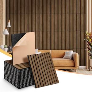NZQXJXZ Lot de 24 Panneaux Muraux Acoustiques avec placage de bois, Panneaux Acoustiques Insonorisants Autocollants pour Mur, 40 x 30 x 1 cm, Traitement acoustique pour la maison et le bureau (Sumcoolstore, neuf)
